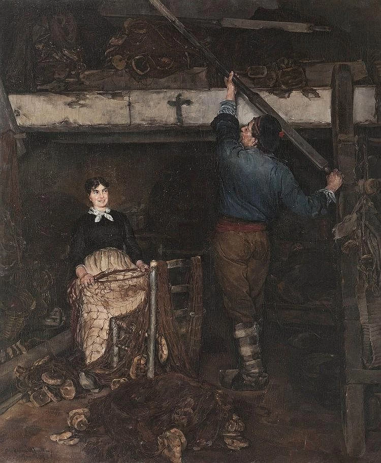  18-Alphonse Moutte-Interno della casa di un pescatore, 1885 